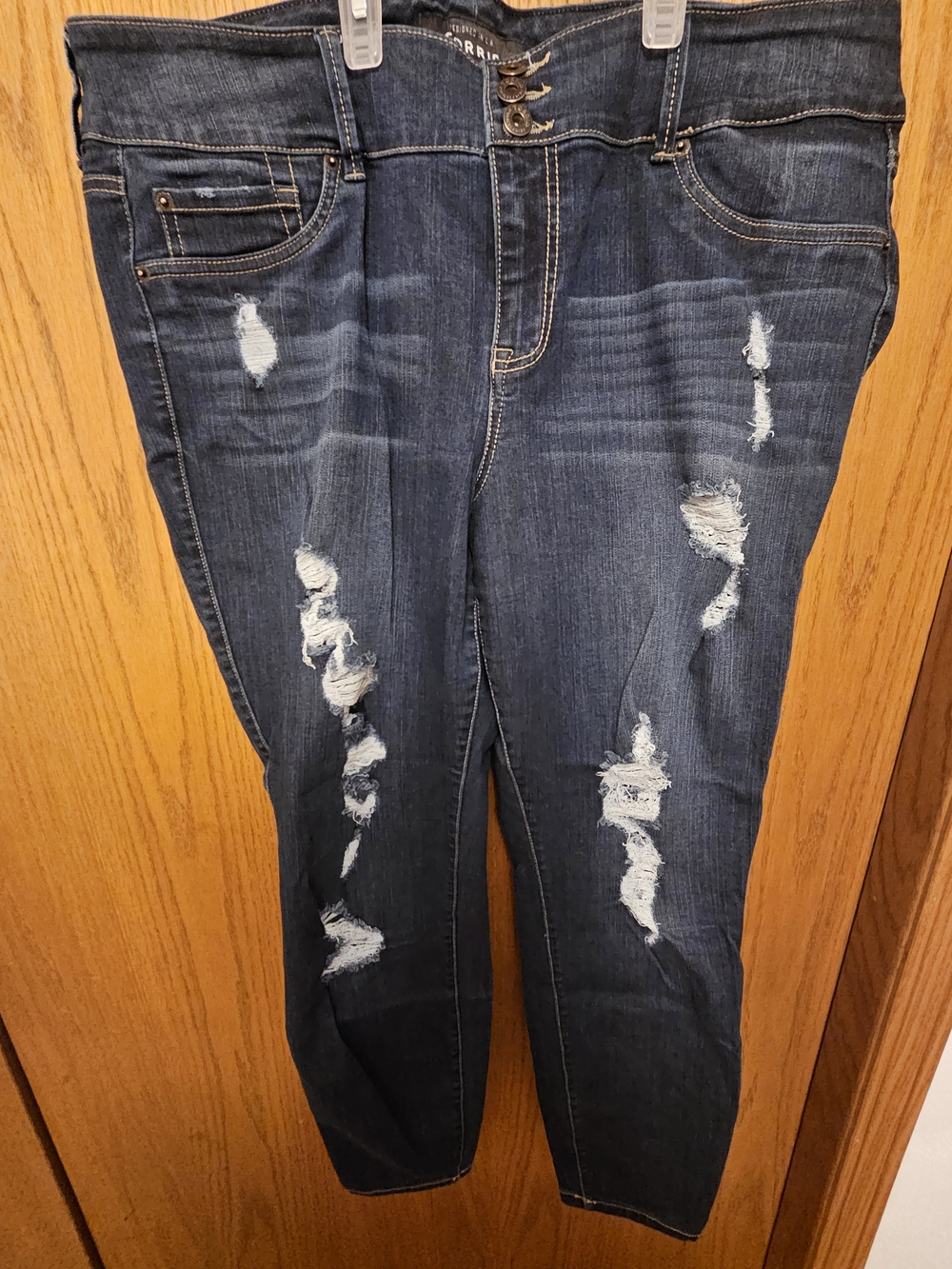 torrid Dark Blue Distressed Skinny Jeans